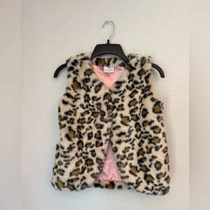 Hanna Andersson Girls Leopard Print Faux Fur Vest - Size 10